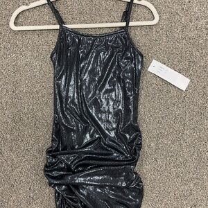 NWT BD Junior Ruched Party Dress Metallic Gunmetal Style 381 Size 1